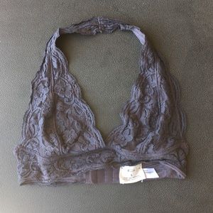 Grey Lace pins and needles halter bralette NWOT